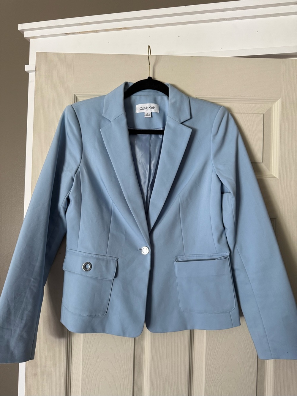 Calvin Klein Pale Blue Single-Button Blazer